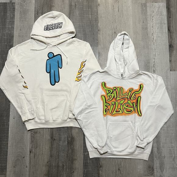 Billie Eilish 2019 Tour Hoodies White Merch Concert Band Sweatshirt Bundle Lot S - Picture 1 of 9
